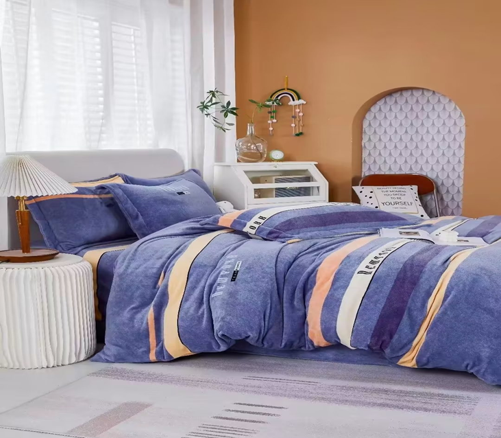 高档牛奶绒印花四件套