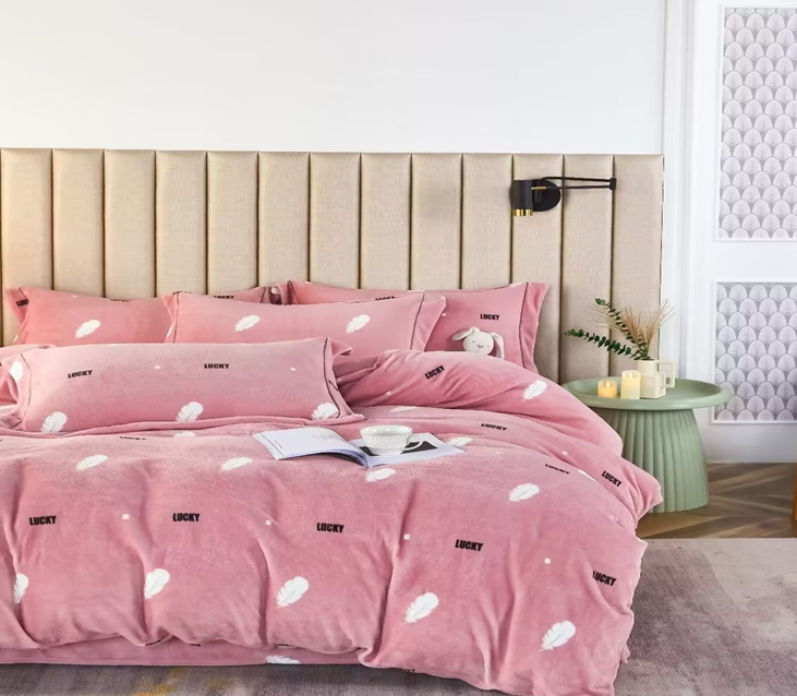 高档牛奶绒印花四件套