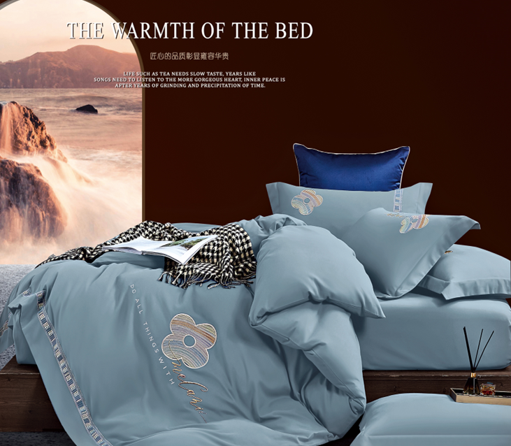 100支长绒棉磨毛刺绣四件套英伦风情系列